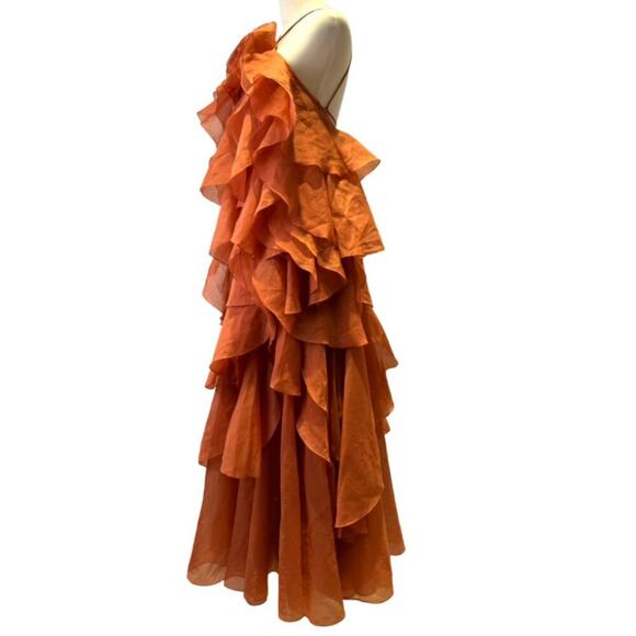 AJE Pandorea Layered Maxi Dress Floral Ruffle Coral Clay US 6 NWT - Picture 8 of 16